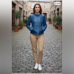 Hayden  Blue Faux Leather Moto Jacket